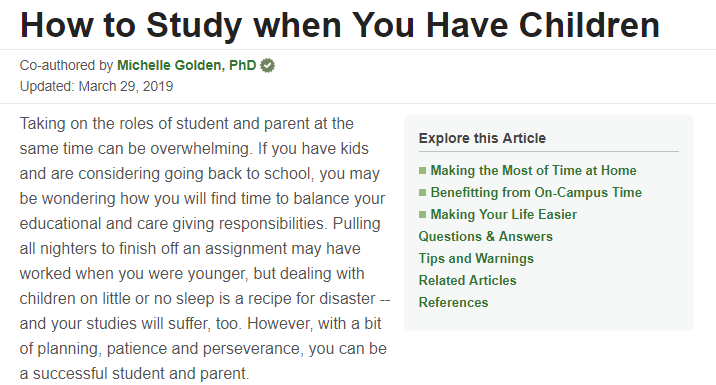 wikihow how to study when you have children screenshot