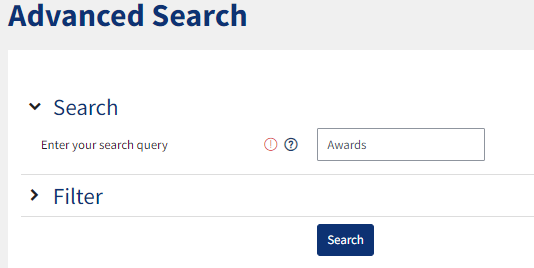 An image of the Advanced Search screen