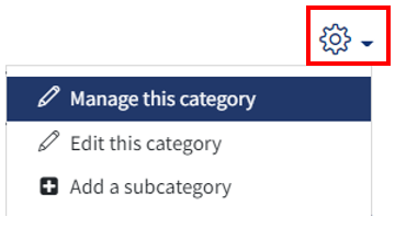 Showing the Manage this category button