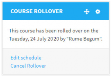 Showing sample course rollover block