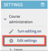 Showing the edit settings menu