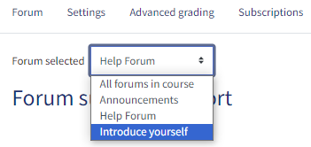 Image of the menu to choose which forum you report on