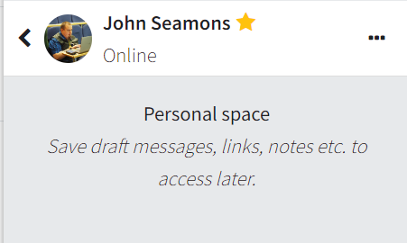 Starred area with Personal Space for draft messages etc