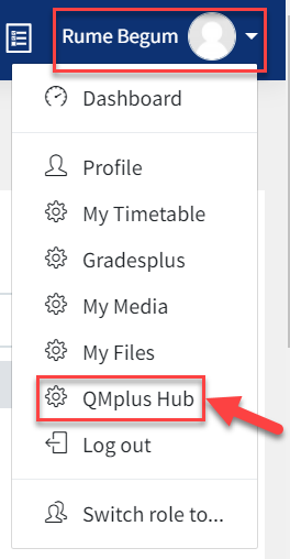 Login to QMplus Hub screenshot