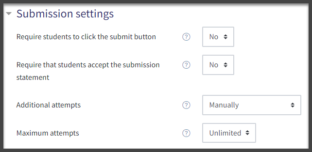 QMplus assignment submission settings