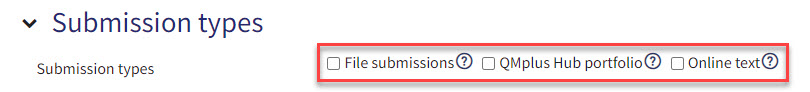 Uncheck submission types