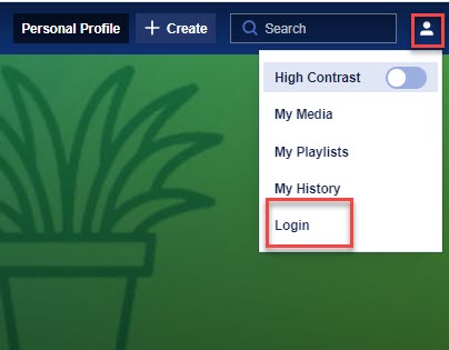 The login option in the QMplus Media video portal