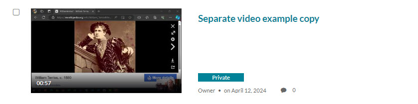 The separate video is listed in the media gallery