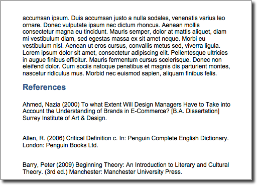 Example of how to present keyword/phrases on separate lines.