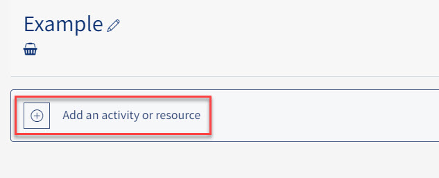 Example section with add and activity or resource