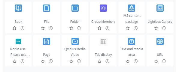 QMplus Media video icon in the activity and resource picker