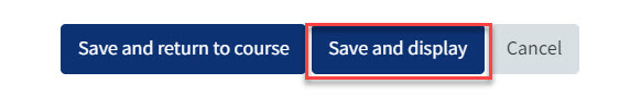 The save and display button in red