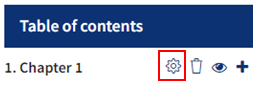 An image of the chapter list with the settings cog highlighted