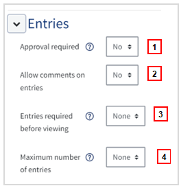 An image of the options in the entries section