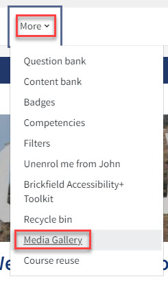 More button in a red box and then media gallery in a drop down menu