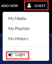 Click on Guest and Login to log into QMplus Media