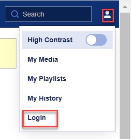 Click on person icon and Login to log into QMplus Media