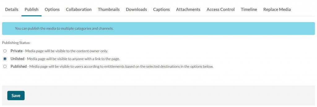 The publish tab selected and unlisted button works