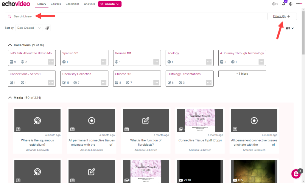 Media library search filter