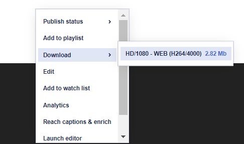 Download button within a video with the available video type visible.