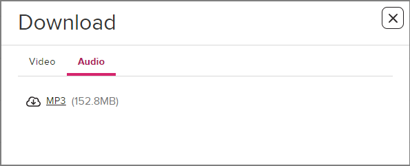 Download modal audio tab