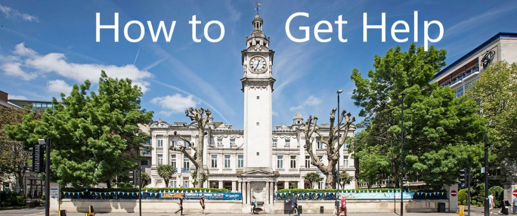 Image of Queen's Building with banner "How To Get Help"